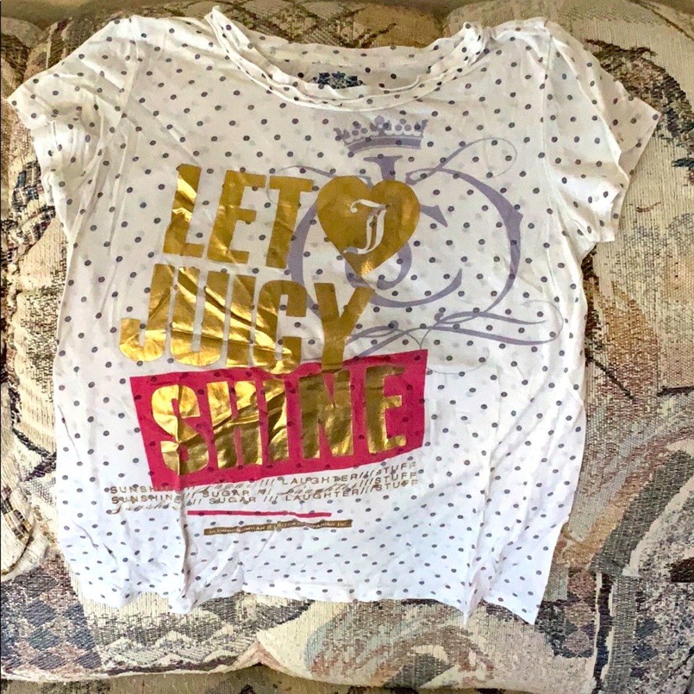 Juicy Couture Polka Dots Gold Print Tee sz S